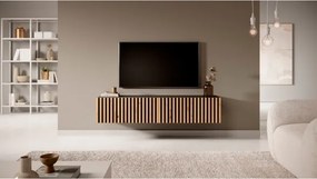 Mobile TV Sospeso Listellato 140 Cm Nero E Rovere Astra