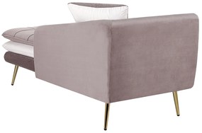 Chaise longue sinistra in velluto marrone e bianco GONESSE Beliani