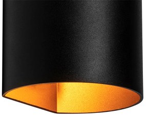 Applique da parete moderna nera con ottone - Sabbio