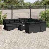 Set Divani da Giardino 13pz con Cuscini Nero in Polyrattancod mxl 111487