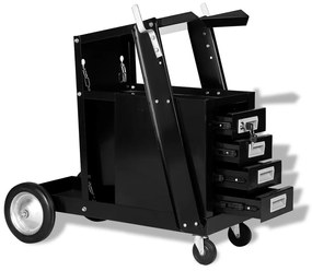 Carrello Di Saldatura Con 4 Cassetti Neri /