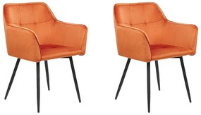 Set di 2 sedie da pranzo velluto arancione JASMIN Beliani