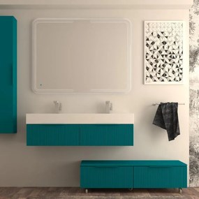 Mobile da bagno sospeso sotto lavabo L 120 x H 25 x P 44 cm blu laccato opaco, 1 cassetto BADEN HAUS Modula