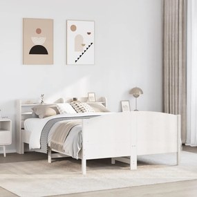 Letto Senza Materasso Bianco 160x200 Cm Legno Massello Di Pino /