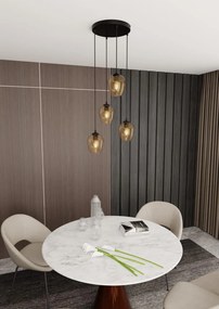 Lampadario a Sospensione ISTAR 4 PREMIUM 4xE27 in Acciaio e Vetro