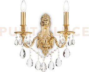 Gioconda applique a parete 2 luci attacco e14 in cristallo molato oro