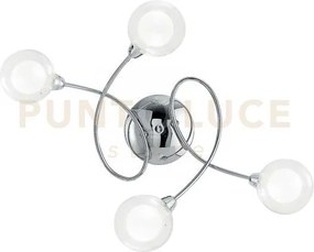 Plafoniera blog cromo 4 luci attacco g9 60x19x44cm diffusore sferic...