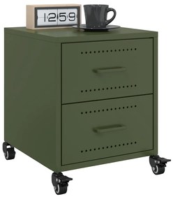 Comodini 2 Pz Verde Oliva 36x39x43,5 Cm İn Acciaio /