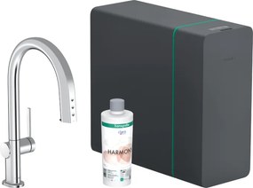 Miscelatore cucina con bocca Erogazione Estraibile 1jet Sbox cromo Hansgrohe Aqittura M91 Sodasystem 210