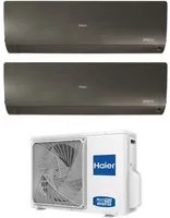 Climatizzatore Condizionatore Haier Dual Split Inverter serie FLEXIS PLUS BLACK 9+15 con 2U50S2SM1FA R-32 Wi-Fi Integrato Colore Nero 9000+15000