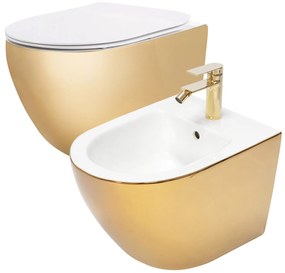 Set vaso WC CARLO Flat + bidet CARLO MINI GOLD/WHITE