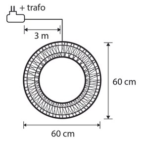 Lampada a sospensione natalizia a forma di ghirlanda argento 60 cm con LED IP44 - Nawa