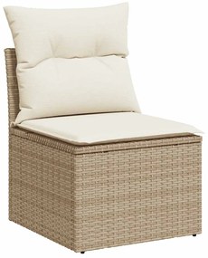 Set divani da giardino 7 pz con cuscini beige polyrattan acacia