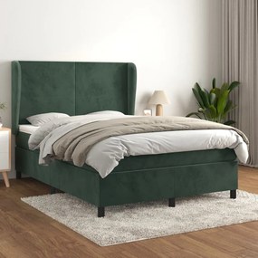 Giroletto a molle con materasso verde scuro 140x190 cm velluto