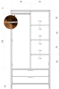 Armadio in legno di quercia in colore naturale 90x188 cm Twig - The Beds