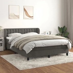 Giroletto A Molle Con Materasso Grigio Scuro 140x190 Cm Velluto /