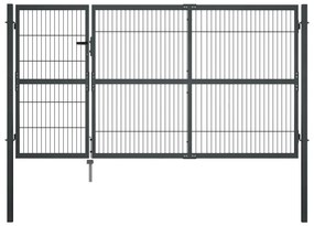 Cancello Di Recinzione Con Pali İn Acciaio 350x140 Cm Antracite /