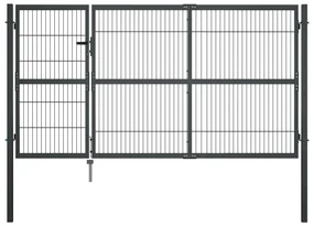 Cancello Di Recinzione Con Pali İn Acciaio 350x140 Cm Antracite /