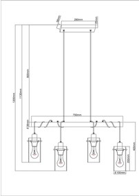 Globo 15564-4H - Lampadario a sospensione con filo FANNI 4xE27/40W/230V