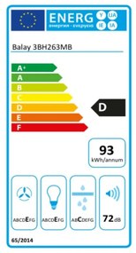 Cappa Classica Balay 3BH263MB 60 cm 350 m3/h 72 dB 146W Bianco