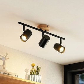 Faretto a soffitto Xiomara Lindby, dimmerabile, Nero, Soggiorno / Sala da pranzo, Metallo, Moderno, Plafoniera