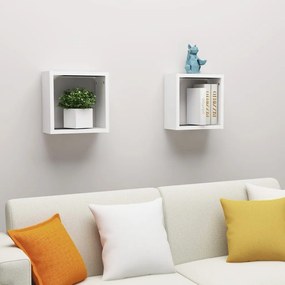 Mensole Parete A Cubo 2 Pz Bianche 30x15x30cm /