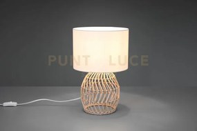 Lampada da tavolo  rike  h.38cm in rattan con paralume bianco effet...