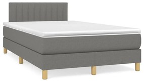 Letto a molle materasso e led grigio scuro 120x190cm in tessuto