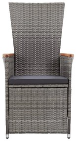 Set mobili da pranzo da giardino 9 pz con cuscini grigio