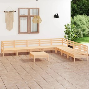 Set Salotto da Giardino 9 pz in Legno Massello di Pino