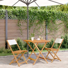 Set Da Bistrot 3pz Bianco Crema İn Tessuto E Legno Massello /