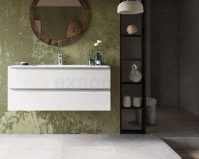 Mobile bagno bianco opaco 120x45 Pesaro sospeso a due cassetti con lavabo in mineralmarmo