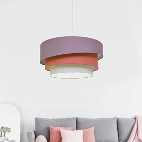 Lampadario Moderno Triplo Cilindro bianco paralume bianco sporco e rosa e rosa antico E27 Ø58cm