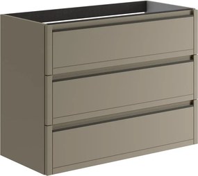 Mobile da bagno sospeso sotto lavabo L 99.5 x H 78 x P 45.5 cm marrone opaco, 3 cassetti TRATTO
