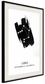 Poster  Zodiac: Libra I  Cornice Quadri Cornice nera con pass-partout, Larghezza x Altezza Home decor 20x30