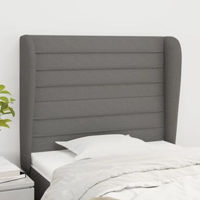Testiera Ad Orecchio Grigio Scuro 93x23x118/128 Cm İn Tessuto /