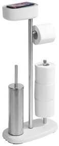 Porta carta igienica con spazzola in acciaio inox in bianco-argento Rivazza - Wenko