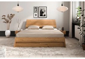 Letto matrimoniale in legno di quercia di colore naturale 200x200 cm Twig - The Beds