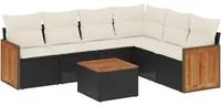 Set Divani da Giardino con Cuscini 7pz Nero Polyrattan 3227687