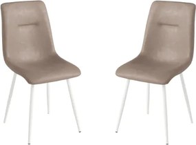 Sedia in ecopelle Tortora con gambe in metallo Bianco - LILY 2 sedie