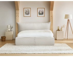 Letto matrimoniale imbottito beige con contenitore con rete inclusa 180x200 cm Jade – Bobochic Paris