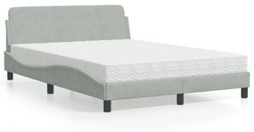 Letto Con Materasso Grigio Chiaro 120x200 Cm İn Velluto /
