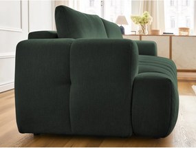 Divano verde allungabile e con contenitore rivestito in ciniglia 251 cm Fuji – Bobochic Paris