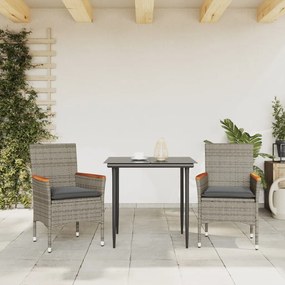 Sedie da giardino con cuscini 2 pz grigie in polyrattan