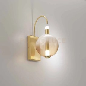 Lampada da parete aurora, oro satinato con vetro ambra, 10w 850lm 3...