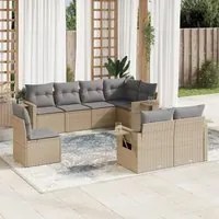 Set Divano da Giardino 8 pz con Cuscini Beige in Polyrattan 3252776