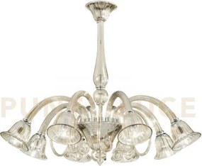 Lampadario poseidon champagne 8 luci attacco e14 93x73cm in vetro s...