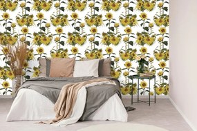 Carta da parati – Girasoli su sfondo bianco