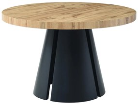 Tavolo da pranzo allungabile da 4 a 12 persone in MDF e Metallo Nero Naturale chiaro - JARELIA