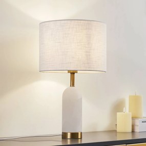 Lampada da tavolo Alabaster Lindby, Bianco / Opale, Soggiorno / Sala da pranzo, Tessuto / Stoffa / Seta, Scandinavo, Lampada da tavolo